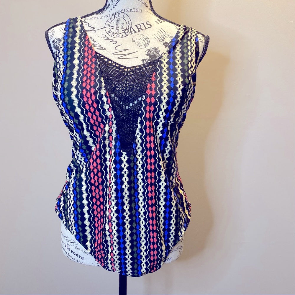 XL Time and Tru High leg Ikat one piece Swimsuit